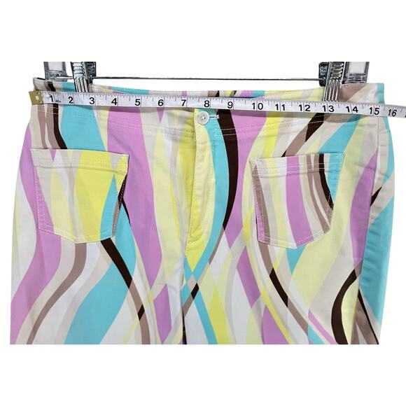 Escada Sport Capri Pants M Multicolor Rainbow Retro Waves Maximalist Eclectic - Picture 6 of 14